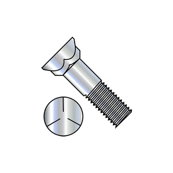 Plow Bolt, 3/4"-10 Thrd Sz, 3-1/2" L, Steel, Zinc Plated, 90 PK