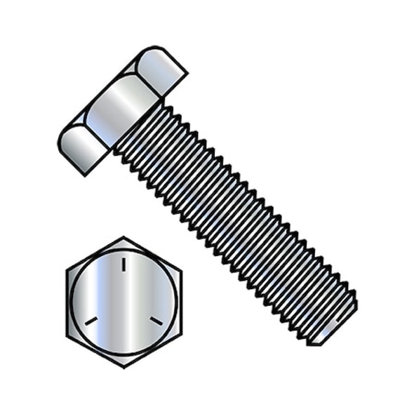 Grade 5, 1"-8 Hex Head Tap Bolt, Zinc Plated Steel, 3-1/2 in L, 5 PK