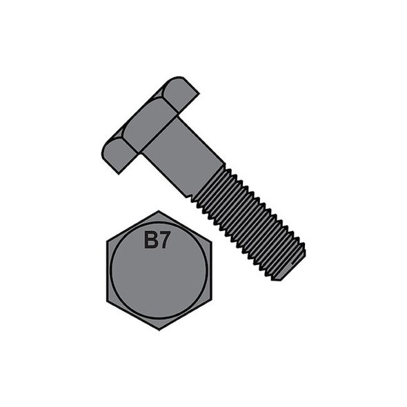 Grade B7, 1/2"-13 Hex Head Cap Screw, Plain Steel, 2-1/2 in L, 225 PK