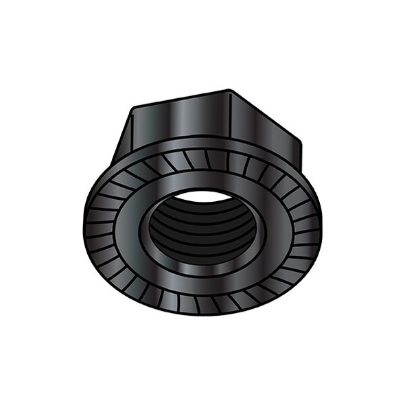 Flange Nut, 5/16"-18, Steel, Zinc Baked, 0.5 in Hex Wd, 0.17 in Hex Ht, 1500 PK