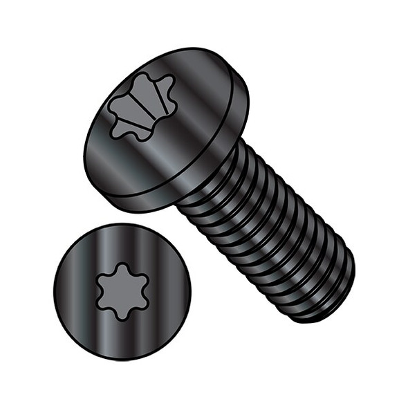 #8-32 x 1 in Torx Pan Machine Screw, Zinc Black Steel, 5000 PK