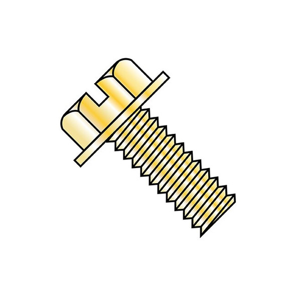 #10-24 x 1/2 in Slotted Hex Machine Screw, Zinc Yellow Steel, 7000 PK