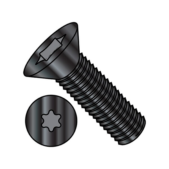 1/4"-20 x 3/4 in Torx Flat Machine Screw, Black Oxide Steel, 4000 PK