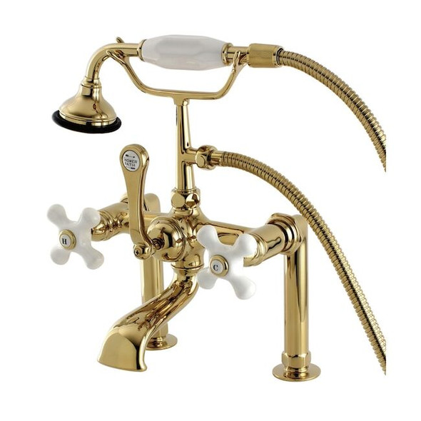 Deck-Mount Clawfoot Tub Faucet, Polished Brass, Deck Mount