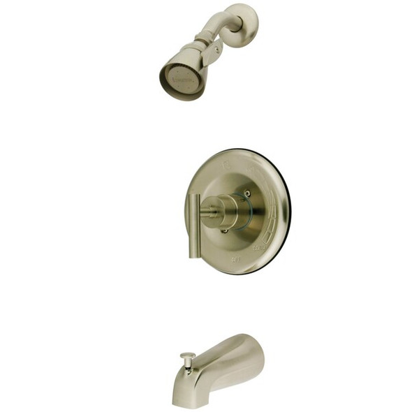 Kingston Brass Tub and Shower Faucet, Brushed Nickel, Wall Mount KB6638CML