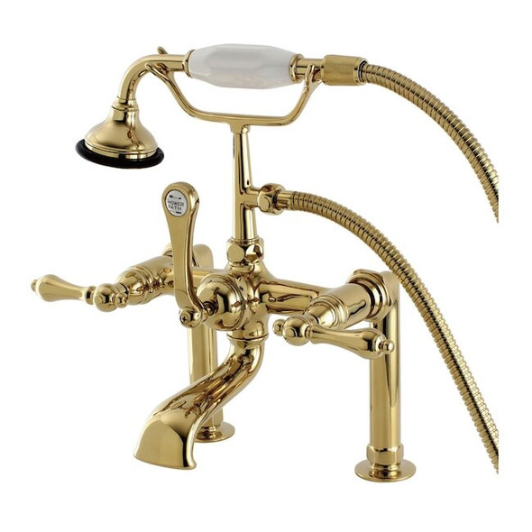 Deck-Mount Clawfoot Tub Faucet, Polished Brass, Deck Mount