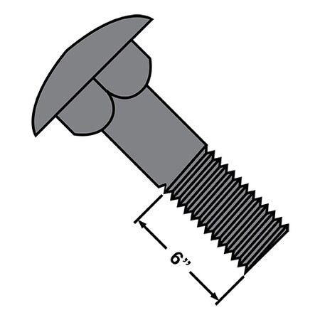 Carriage Bolt, Square Neck, Steel, Hot Dipped Galvanized, 20 PK