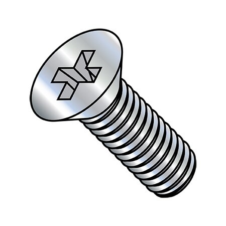 3/8"-16 x 2-1/2 in Phillips Flat Machine Screw, Zinc Plated Steel, 500 PK