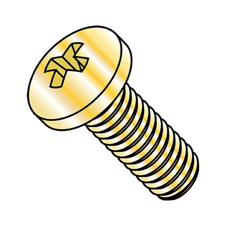 #6-32 x 5/8 in Phillips Pan Machine Screw, Zinc Yellow Steel, 10000 PK
