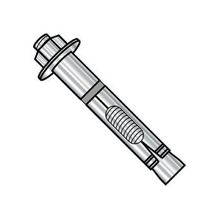 Sleeve Anchor, 1/2" Dia., 4" L, 18-8 Stainless Steel Plain, 25 PK