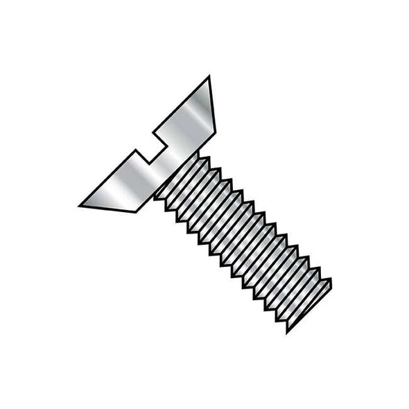 #6-32 x 1/2 in Slotted Flat Machine Screw, Plain Stainless Steel, 5000 PK