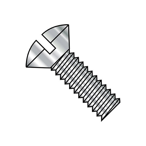 #4-40 x 3/8 in Slotted Oval Machine Screw, Plain Steel, 5000 PK