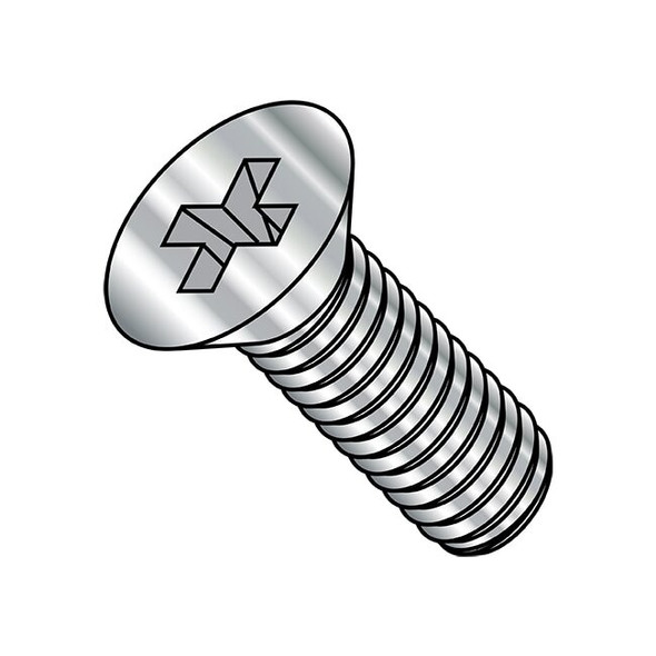 #10-24 x 7/8 in Phillips Flat Machine Screw, Plain Stainless Steel, 1000 PK