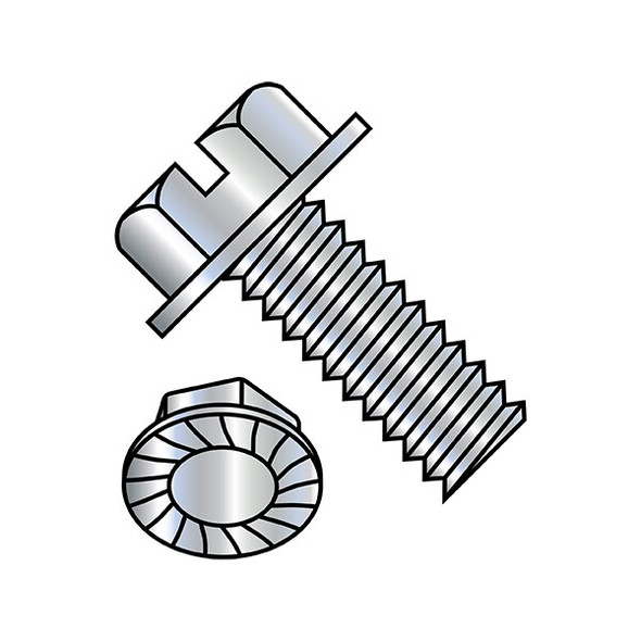 #10-32 x 3/8 in Slotted Hex Machine Screw, Zinc Plated Steel, 7000 PK