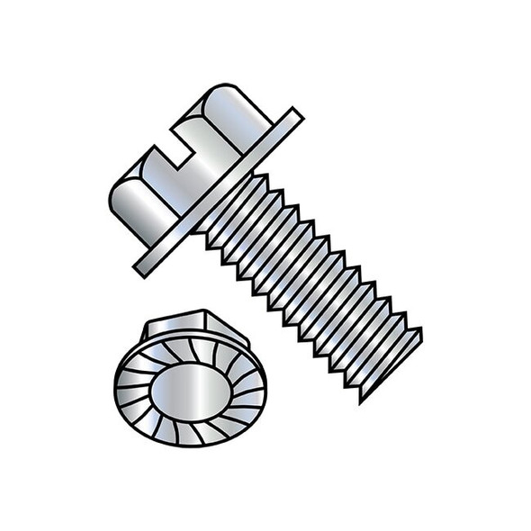 #10-32 x 3/8 in Slotted Hex Machine Screw, Zinc Plated Steel, 7000 PK
