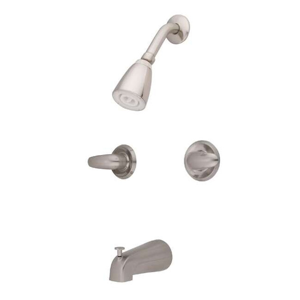 Kingston Brass Tub and Shower Faucet, Brushed Nickel, Wall Mount KB248LL