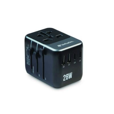 Verbatim® UTA-07 Universal Travel Adapter, (3) USB-A, (3) USB-C 32122