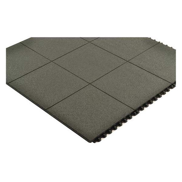 Interlocking Antifatigue Mat Tile, Rubber, 3 ft W x 3 ft L, 3/4 in Thick