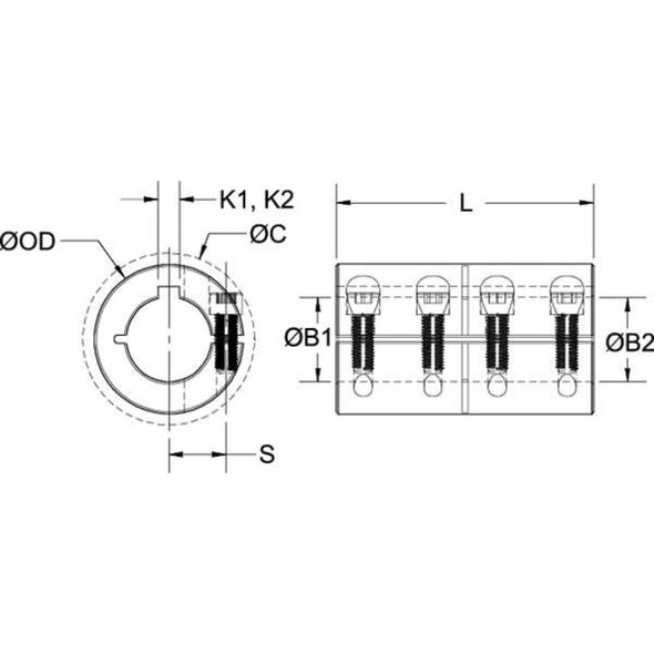 Ruland Rigid Shaft Coupling,Clamp,2-1-4" L CLX-12-12-F