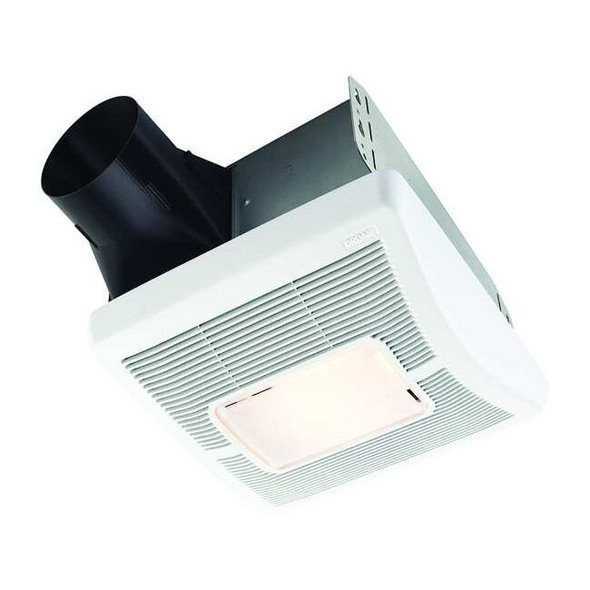 Ceiling Bathroom Fan, 110 cfm cfm, 4 in Duct Dia., 120V AC, With Light