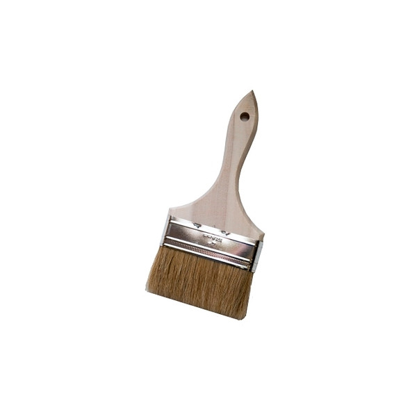 Low Cost Paint or Chip Brush, Single Thickness, 4 in wide, 100% White Bristles, Wood Handle, Chip Brush
