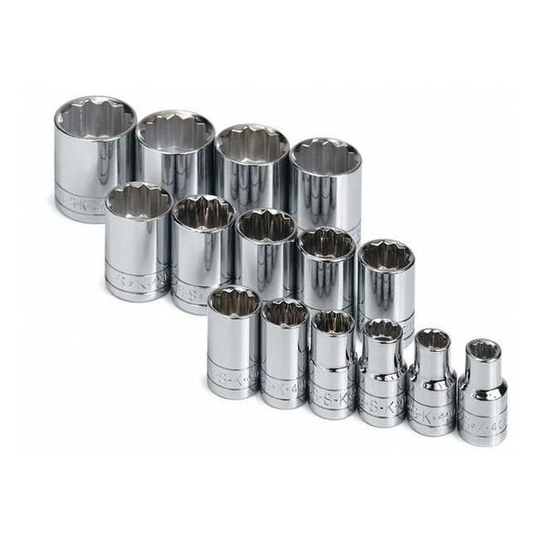 1/2" Drive Socket Set SAE 15 Pieces 3/8 in to 1 1/4 in , Chrome