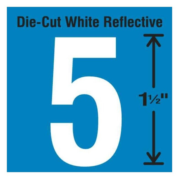 Stranco NumberLabel,Vinyl,1-1/2inH,7/8inW,PK5 DWR-1.5-5-5
