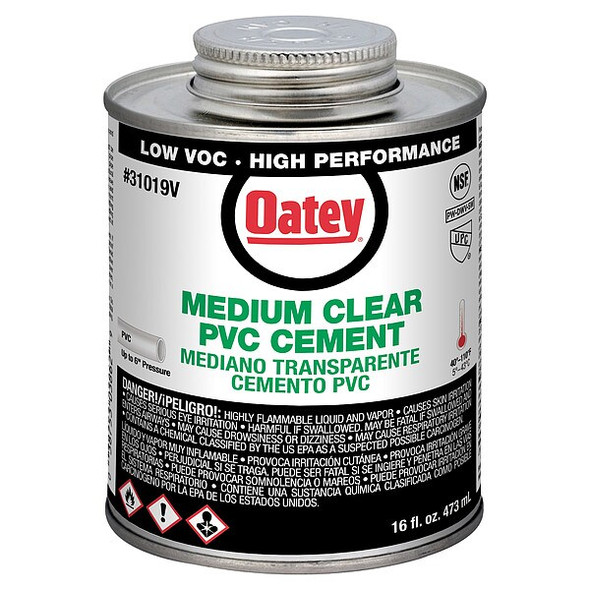 Oatey Cement,Brush-Top Can,16 fl oz,Clear 31019V
