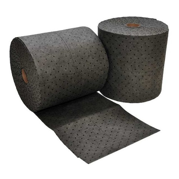 Sorbent Roll, 50 gal, 16 in x 150 ft, Universal, Gray, Polypropylene