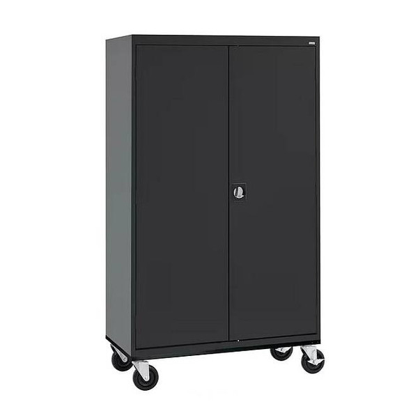 Heavy Duty Mobile Welded Steel Storage Cabinet, 46x24x72, Black