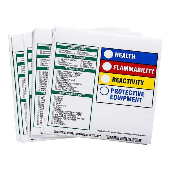 Brady Label, HMIG Reactivity, Paper, 6 in W, 6 in H 99181