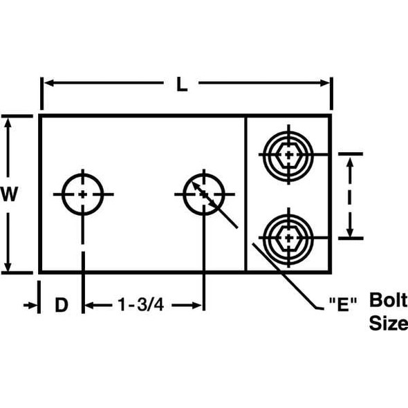 Blackburn Mechanical Lug, 350 kcmil Max, 2 Conductor, 2 Hole, 1/2 in Stud, Aluminum ADR35-22