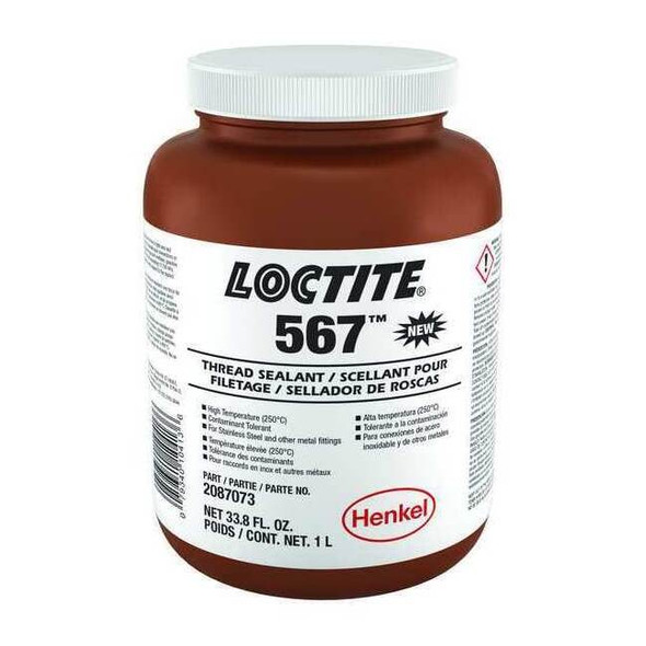 Pipe Thread Sealant, 1L, Bottle, Low Strength, Off-White, Loctite 567