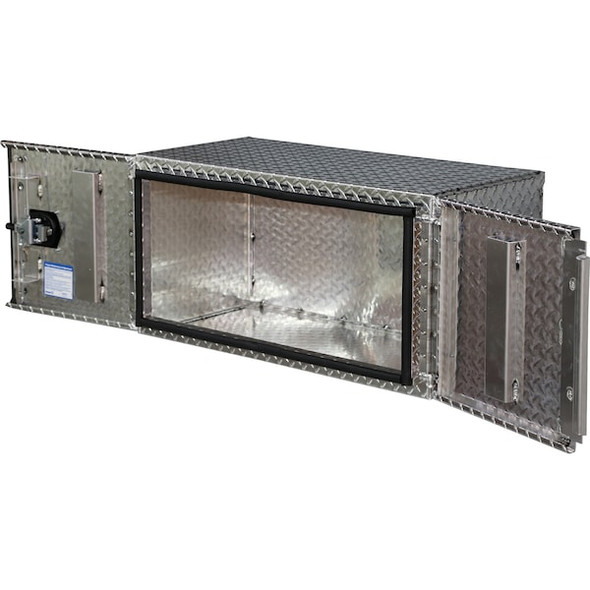 36x24x24 Diamond Tread Aluminum Underbody Truck Box - Double Barn Door, 3-Point Compression Latch