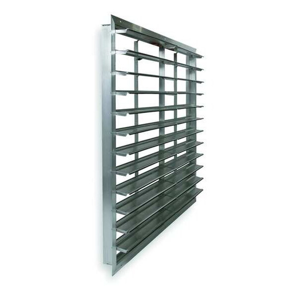 48 in 54"H-W 5.75"L Aluminum Wall Fan Shutter, 51-1/2 in x 51-1/2 in, Aluminum