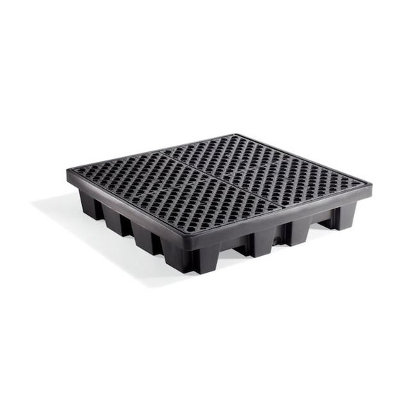 PIG 4-Drum Poly Spill Containment Pallet With Drain 51" L x 51" W x 10" H