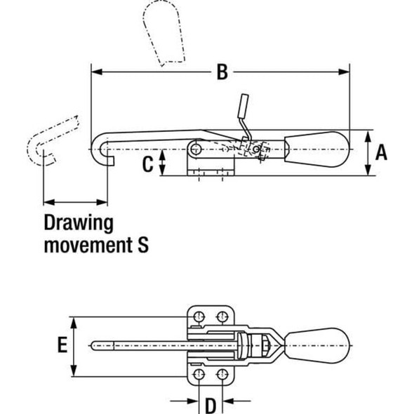 De-Sta-Co Latch Clamp,J-Hook,750 Lbs,2.58 In 371