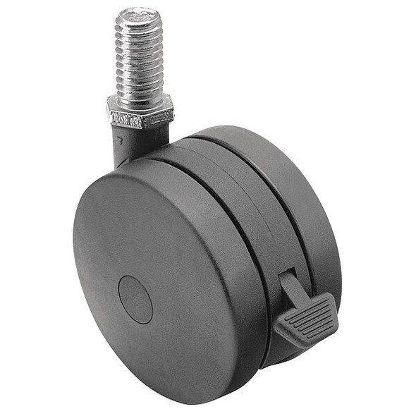 60mm Non-Marking Nylon Swivel Caster, Side Brake, Loads Up To 100 lb