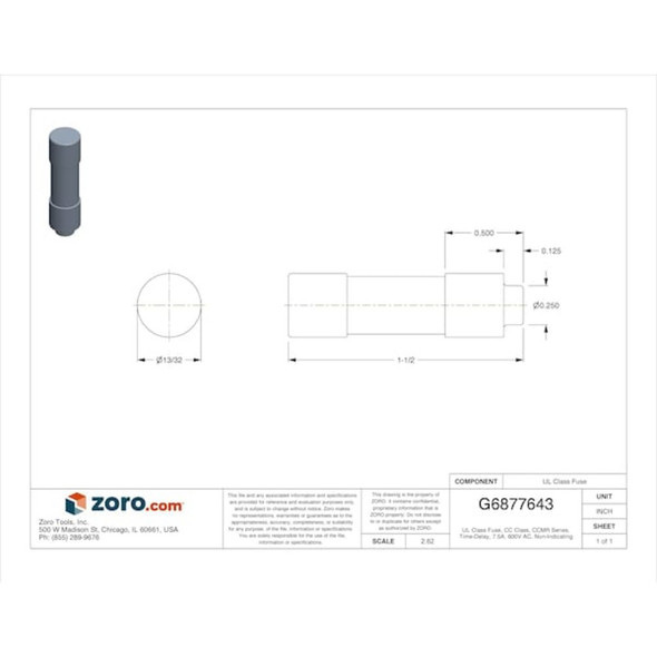 Littelfuse CC Class, Time-Delay, 7.5A, 600V AC, Non-Indicating CCMR07.5