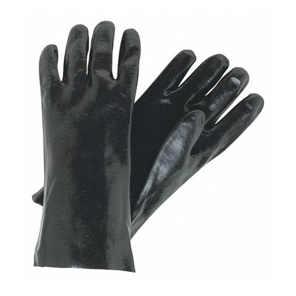 6212 Chemical Resistant Gloves, PVC, 12 in L, Not Rated, Black, L, 12 PK