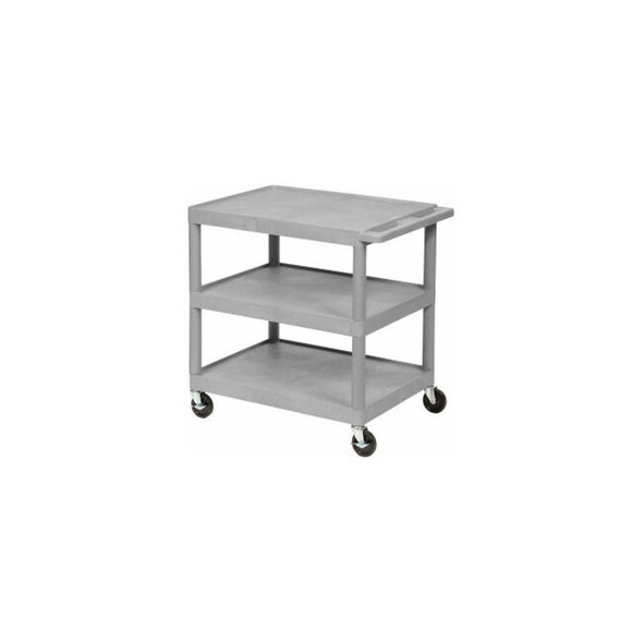 Luxor Plastic Utility Cart w/3 Shelves 300 lb. Capacity 24""L x 18""W x 34""H Gr Luxor Plastic Utility Cart w/3 Shelves 300 lb. Capacity 24""L x 18""W x 34""H Gr