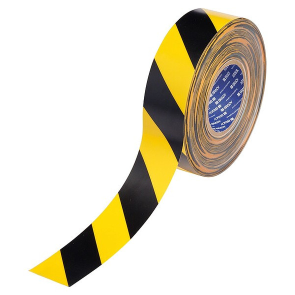 Brady Floor Marking Tape,Black/Ylw,2"W,100ft 177017