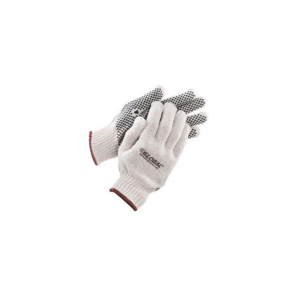 Global Industrial PVC Dot Knit Gloves Single-Sided Black Large