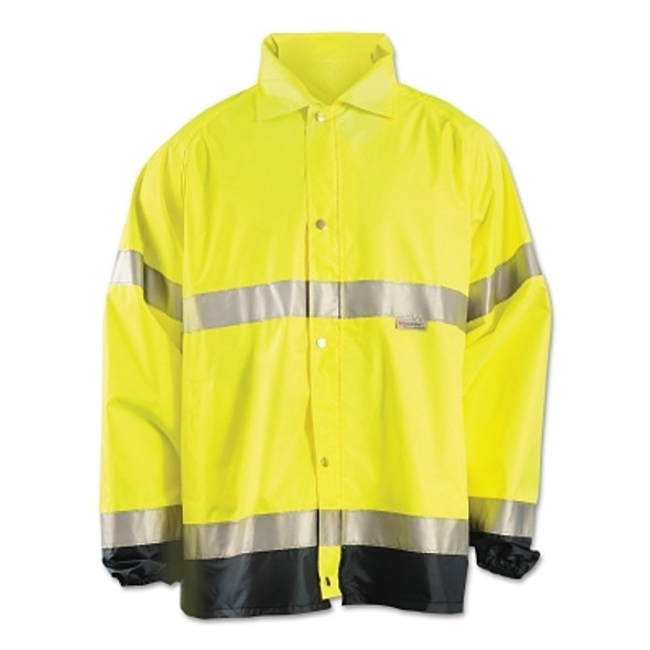 Class 3 Type R Premium Breathable Rain Jacket, 150 Denier Polyester Oxford with PU Coating, X-Large, Yellow
