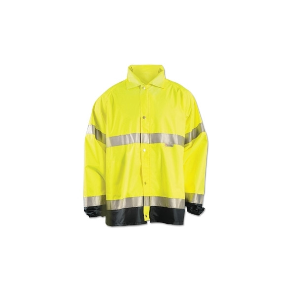 Class 3 Type R Premium Breathable Rain Jacket, 150 Denier Polyester Oxford with PU Coating, X-Large, Yellow