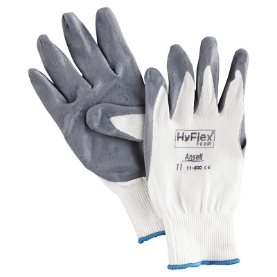11-800 Nitrile Foam Palm Coated Gloves, Size 11, Gray/White Pack of 12