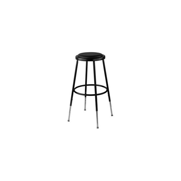Interion Steel Shop Stool with Padded Seat - Adjustable Height 25""-33"" - Black