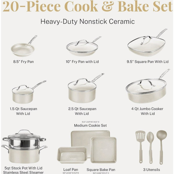 Gotham Steel Natural Collection Cookware-Bakeware Set (20-Piece) 2486 644577