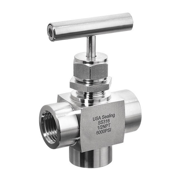 Usa Industrials Needle Valve,Angled Fitting Style,316 SS ZUSA-VLV-100