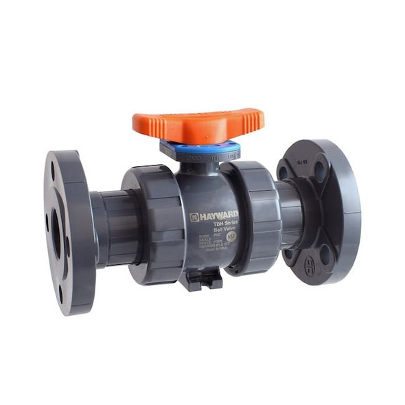 Ball Valve, True Union, 3/4", PVC/EPDM, Full Port, Flanged